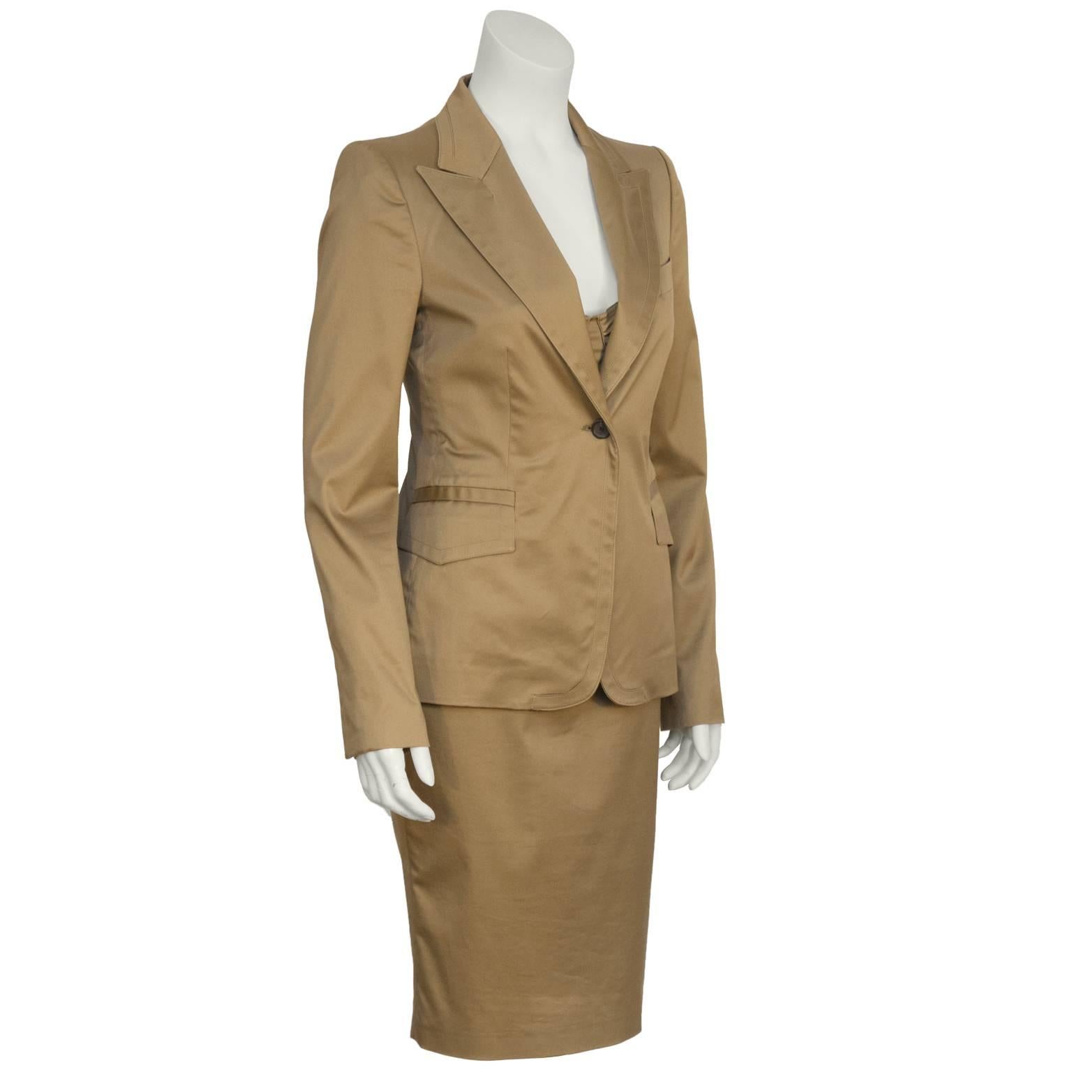 Women's 2003 Gucci by Tom Ford Khaki Dress and Jacket Set