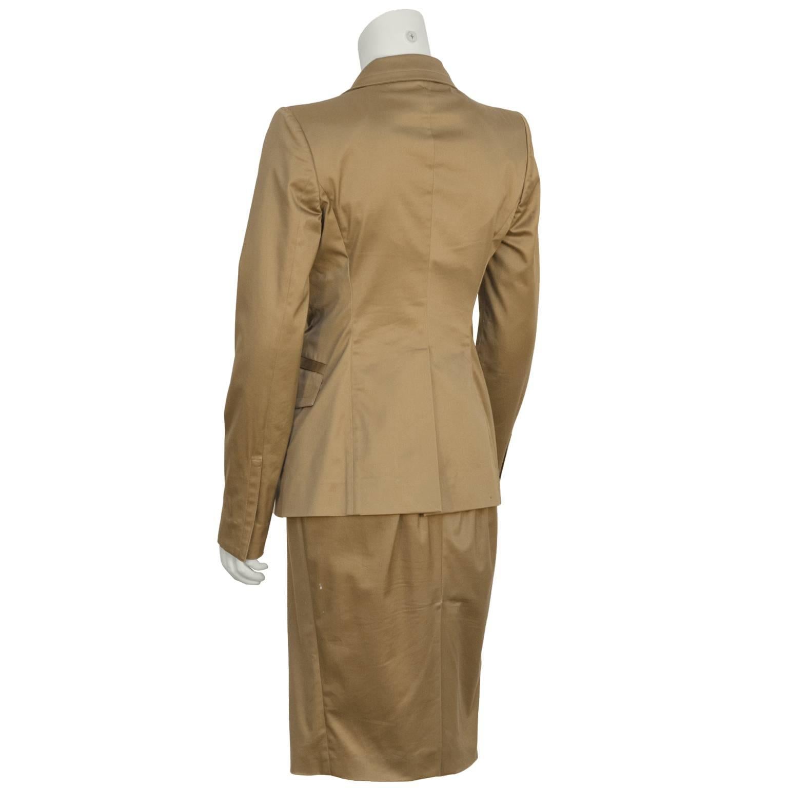 2003 Gucci by Tom Ford Khaki Dress and Jacket Set 1