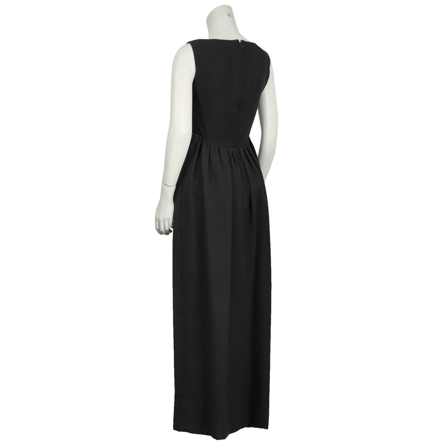 Gray 1960's Geoffrey Beene Black Cotton Pique Gown 