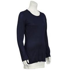 1990's Chanel Navy Classic Long Sleeve Top