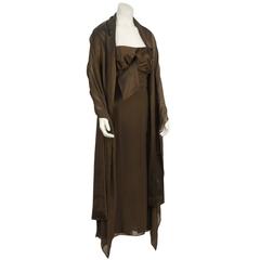 1950's Lanvin Brown Evening Dress