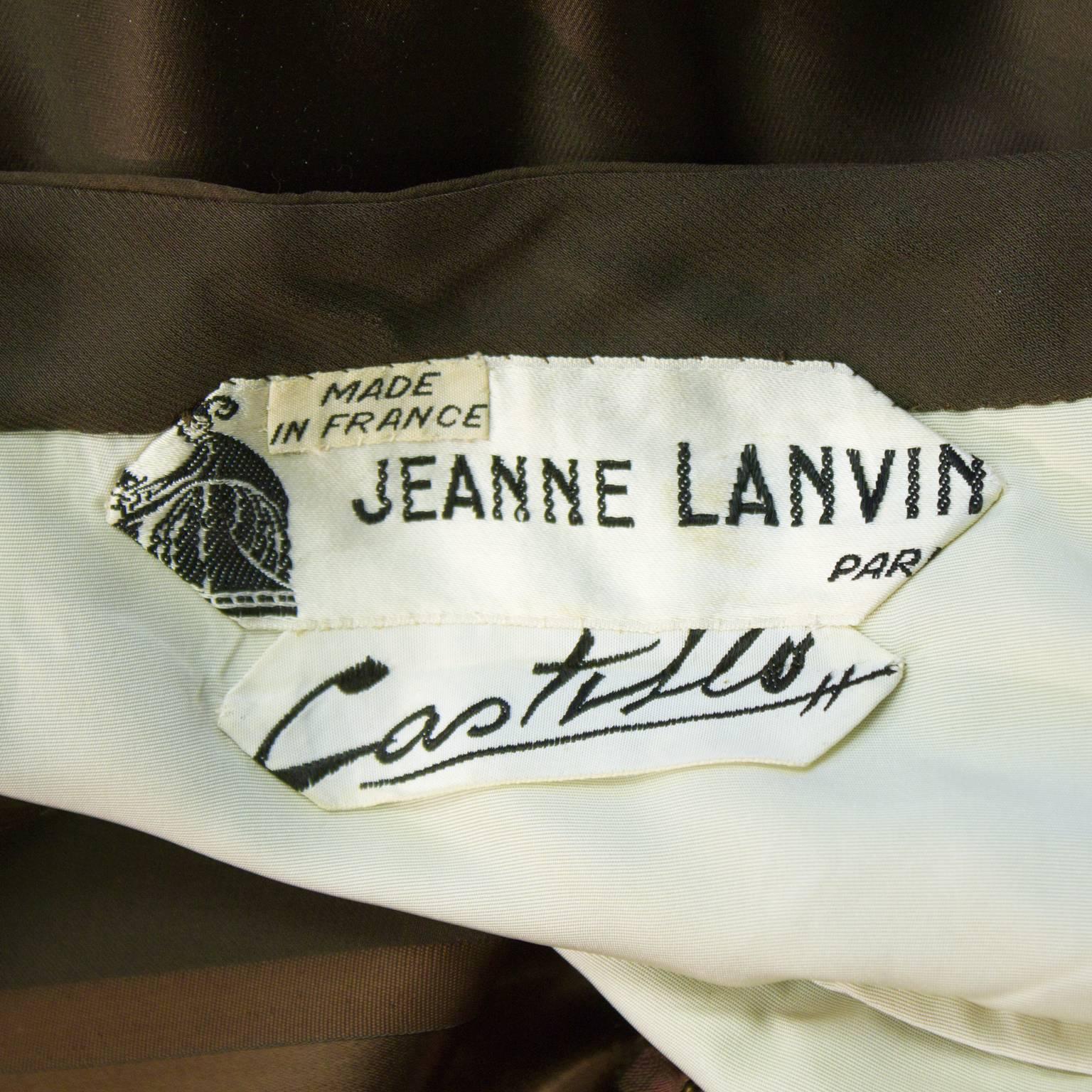 Black 1950's Lanvin Brown Evening Dress  For Sale