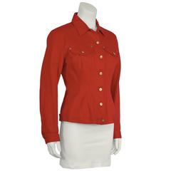 1980's Gaultier Red Denim Jean Jacket