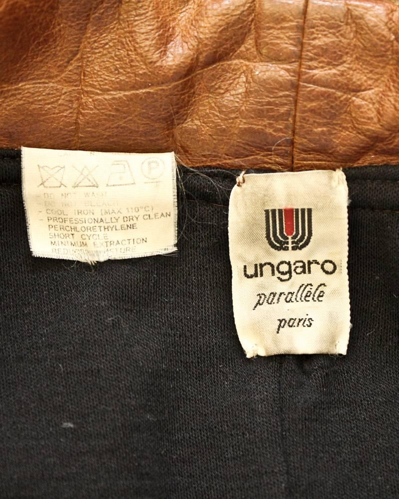 Women's 1980's Ungaro Croc Embossed Brown Leather Jacket  For Sale