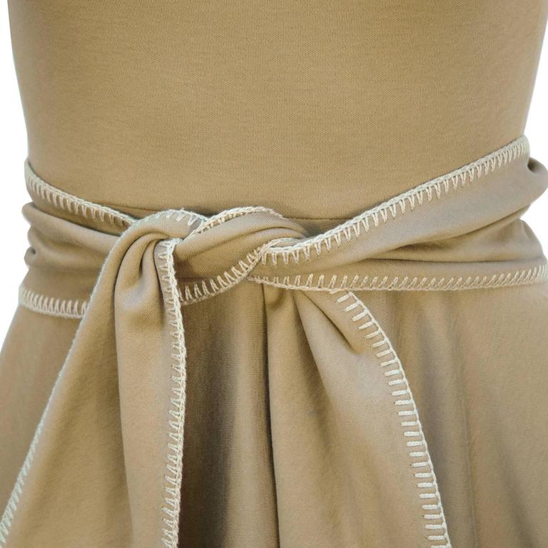 1970's Geoffrey Beene Brown Whipstitch Dress with Belt at 1stDibs