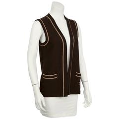 1970's Celine Brown Knit Vest