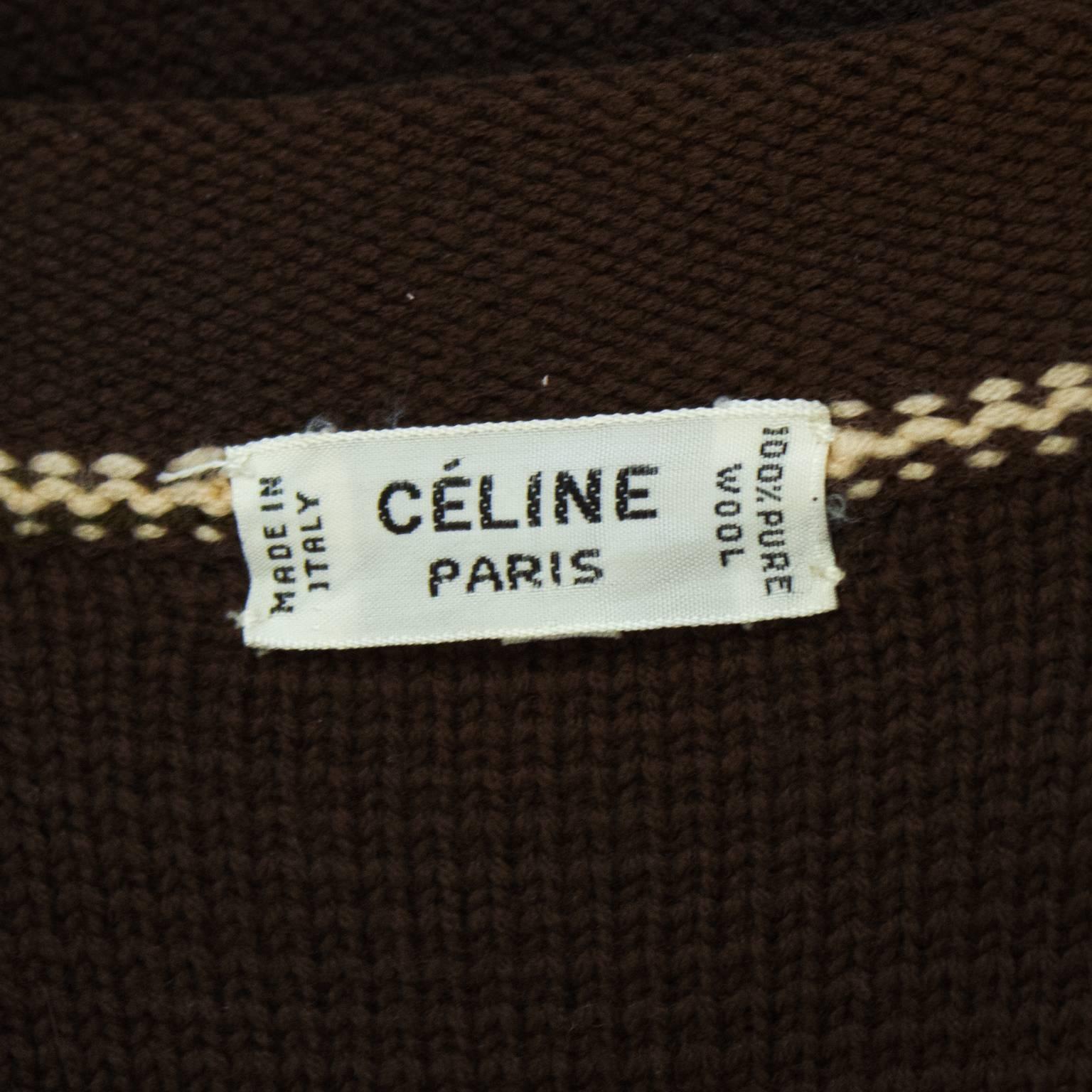 Women's or Men's 1970's Celine Brown Knit Vest