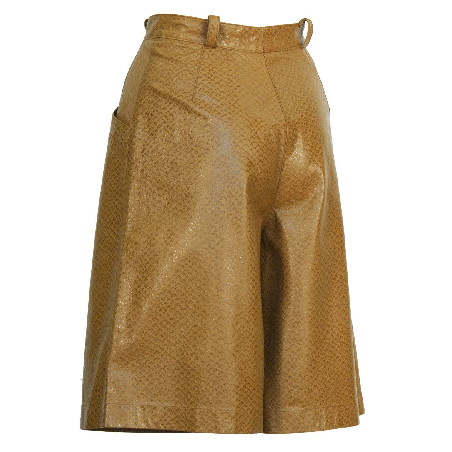 Brown 1980's Krizia Pigskin Culottes 