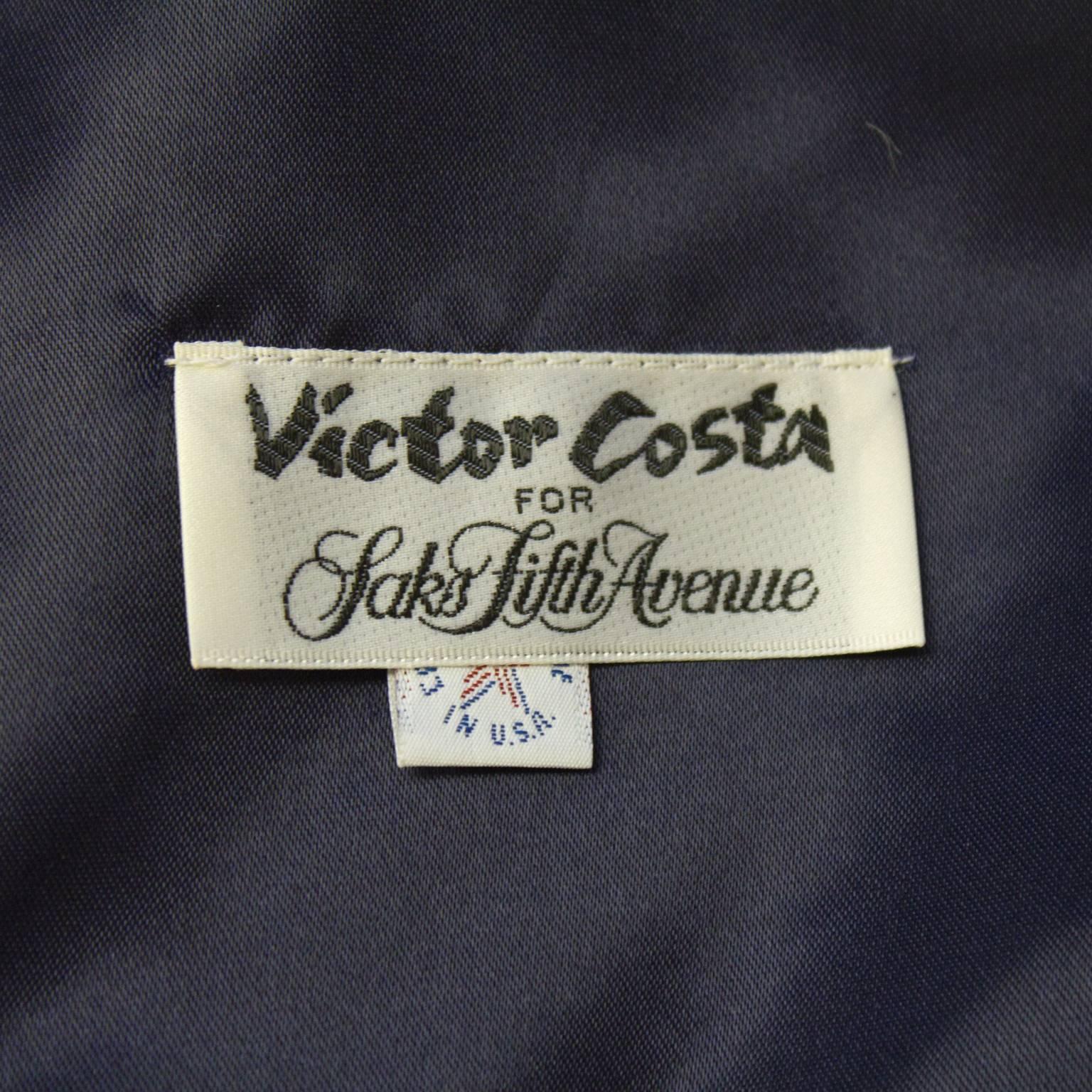 1980's Victor Costa Navy and White Strapless Cocktail Dress In Excellent Condition In Toronto, Ontario