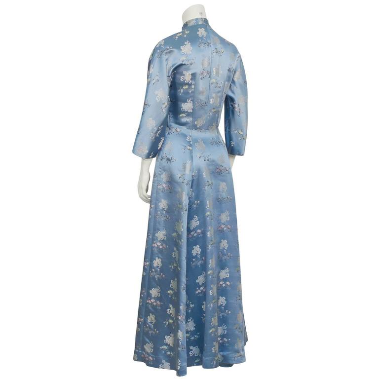 1960's Dynasty Blue Silk Embroidered Robe at 1stDibs
