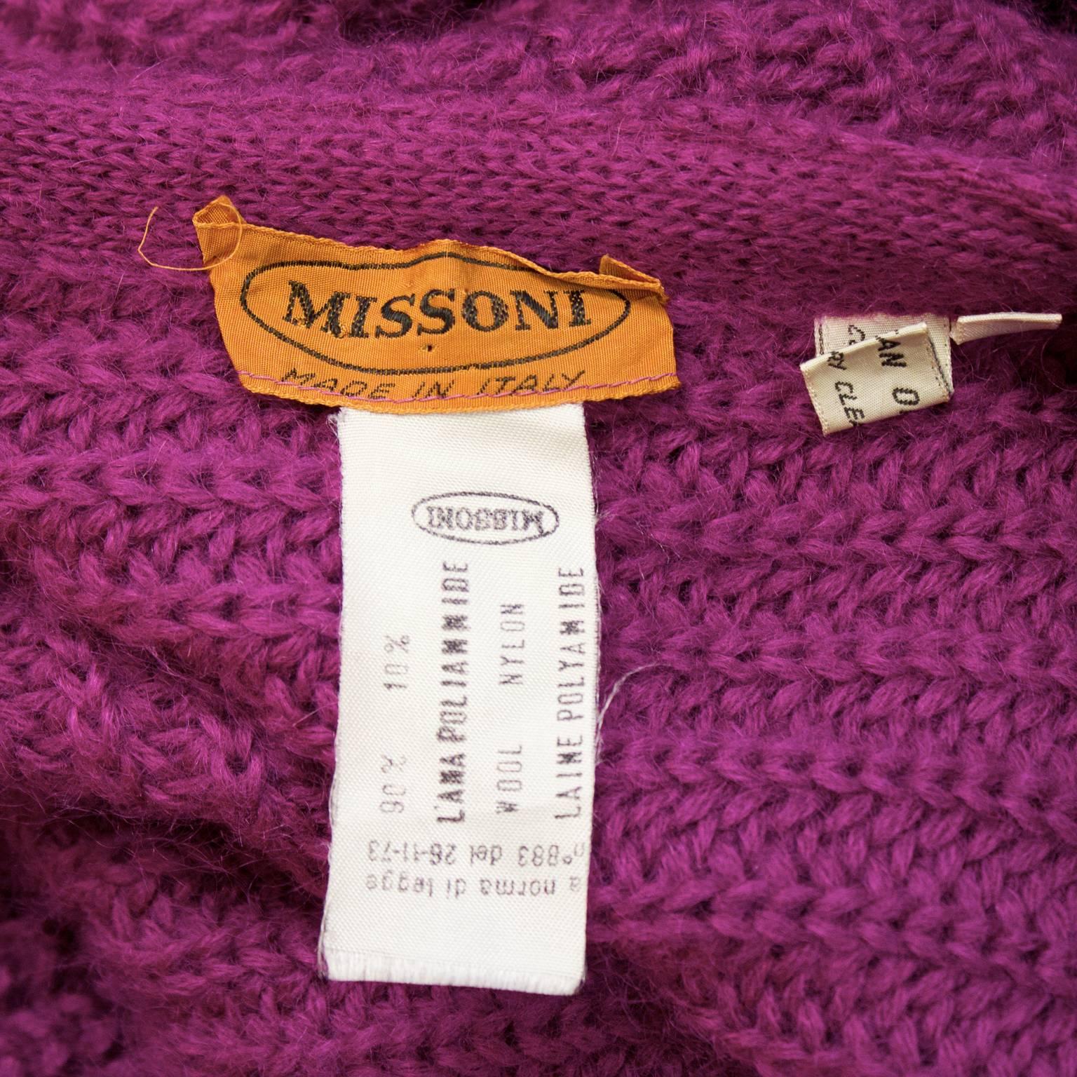 Women's 1980's Missoni Chunky Fuschia Knit Sweater  For Sale