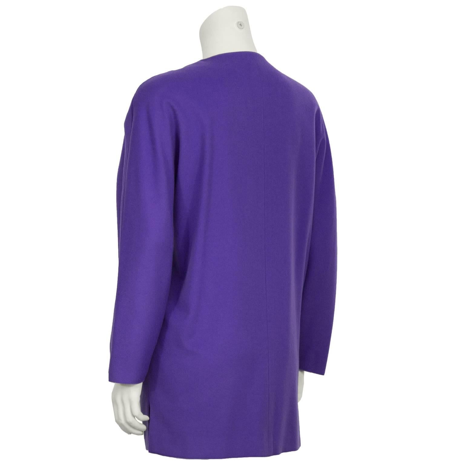 1980's Genny Purple Wool Jacket  In Excellent Condition For Sale In Toronto, Ontario