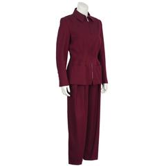 1980's Montana Eggplant Gabardine Pant Suit