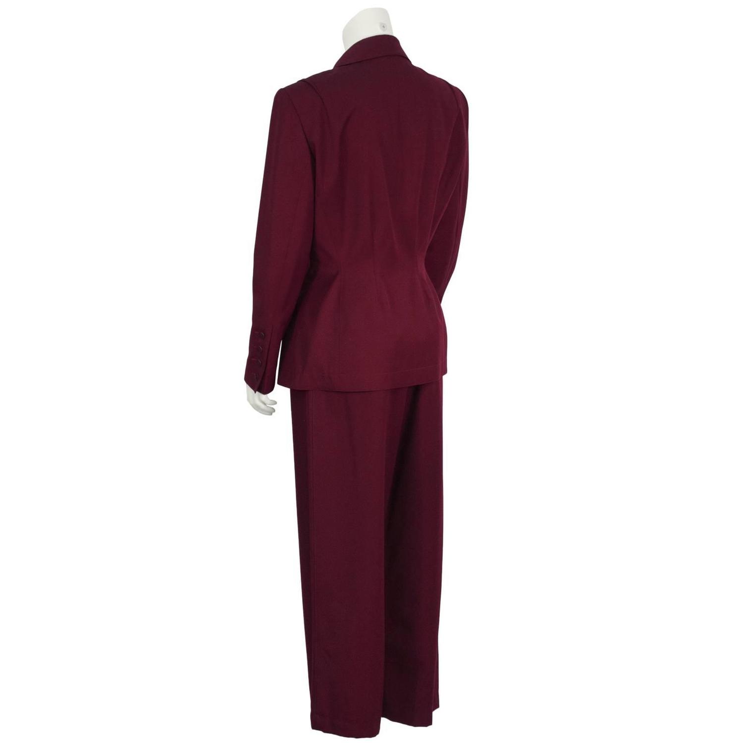 1980's Montana Eggplant Gabardine Pant Suit For Sale at 1stdibs