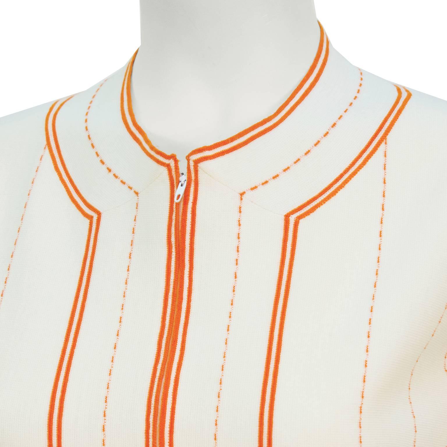1960's Gina Paoli Unused Beige and Orange Knit Dress In New Condition In Toronto, Ontario