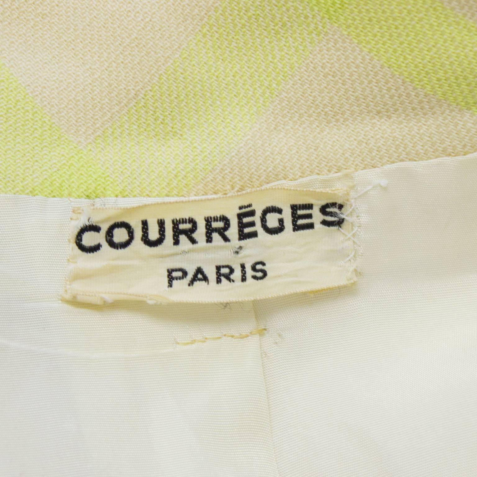 1960's Courreges Beige and Lime Green Coat In Excellent Condition In Toronto, Ontario