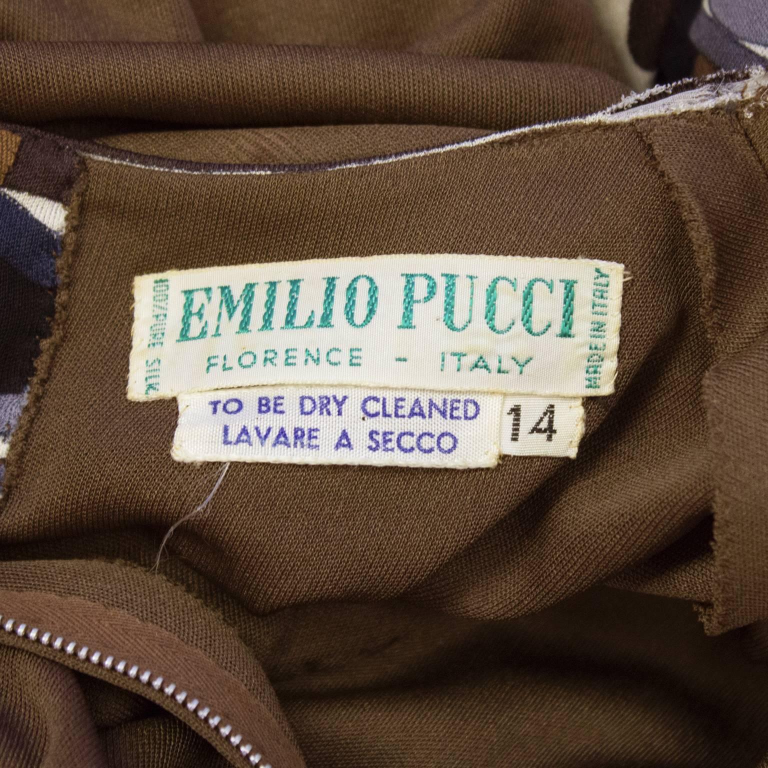 1960's Emilio Pucci Printed Jersey Mini Dress In Excellent Condition In Toronto, Ontario