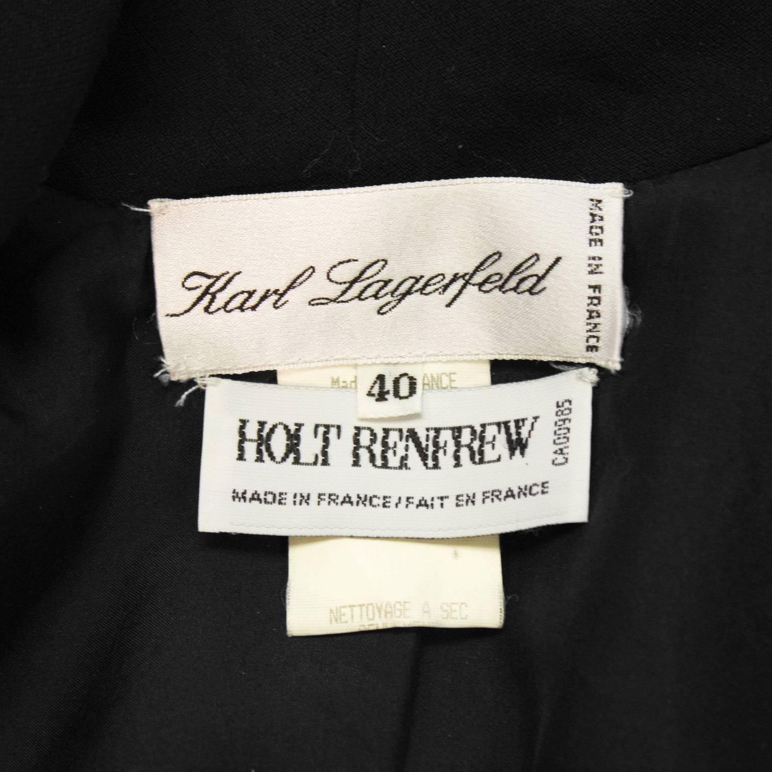 1980's Karl Lagerfeld Black Wool Suit  1