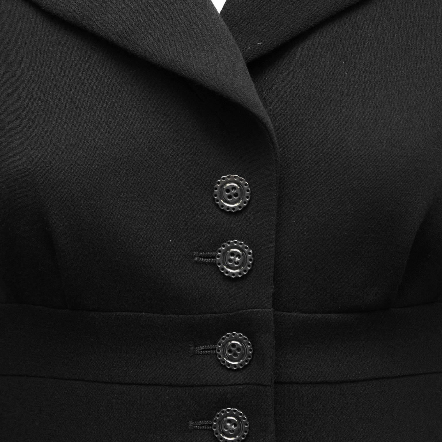 Women's 1980's Karl Lagerfeld Black Wool Suit 