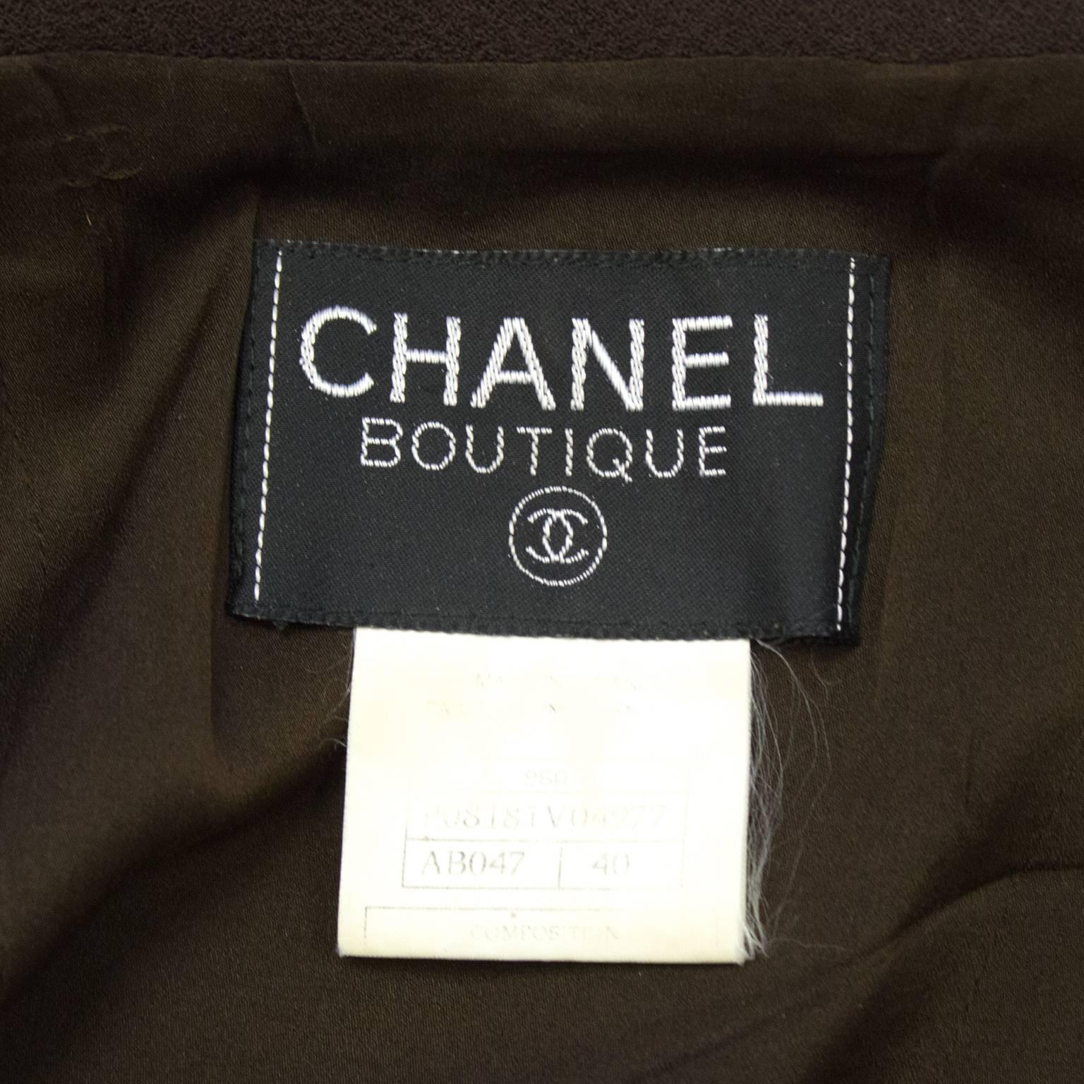 Chanel - Robe manteau en laine marron, automne 1996 en vente 1