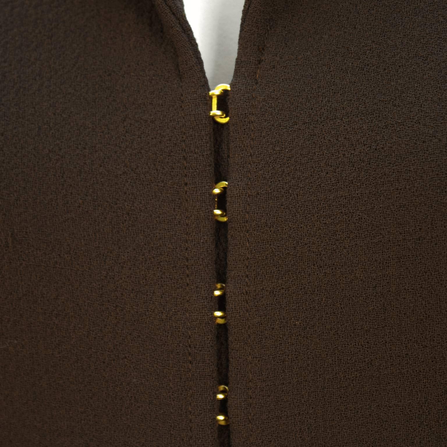 Noir Chanel - Robe manteau en laine marron, automne 1996 en vente