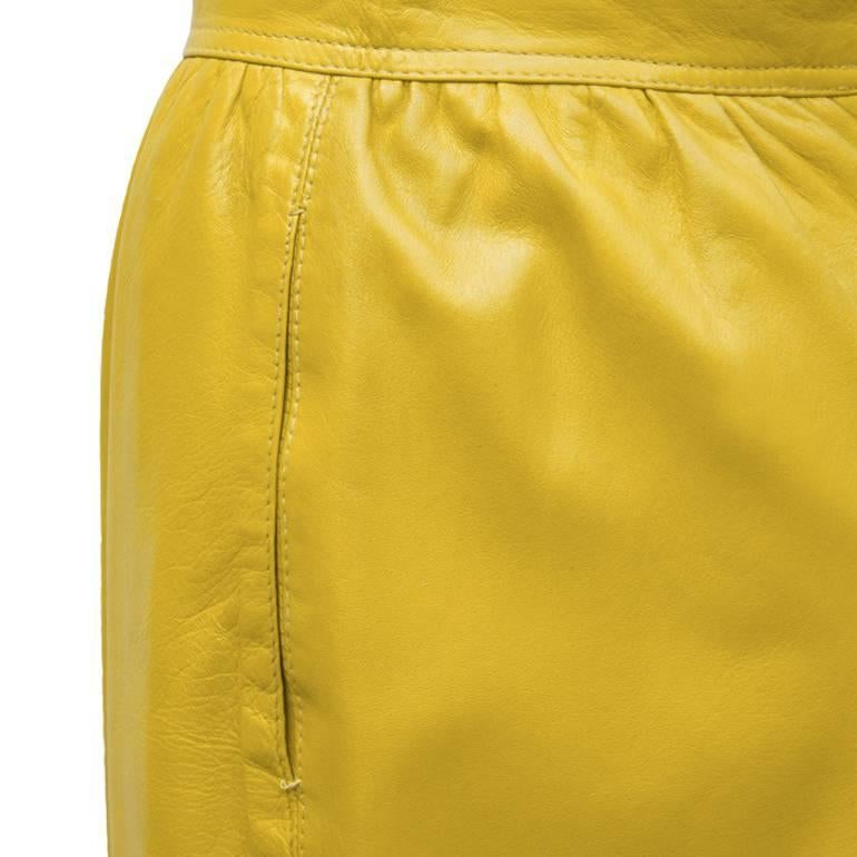 Orange 1980's Emanuel Ungaro Mustard Leather Skirt