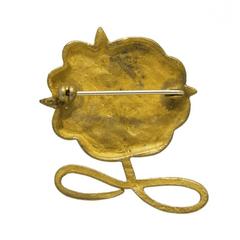 1950's Line Vautrin Gilded Bronze Wearable Art Flower Pin