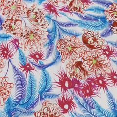 1970's Emilio Pucci Cotton Feather and Flower Print Scarf