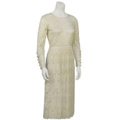 1960s Cream Lace Tea Length Dress