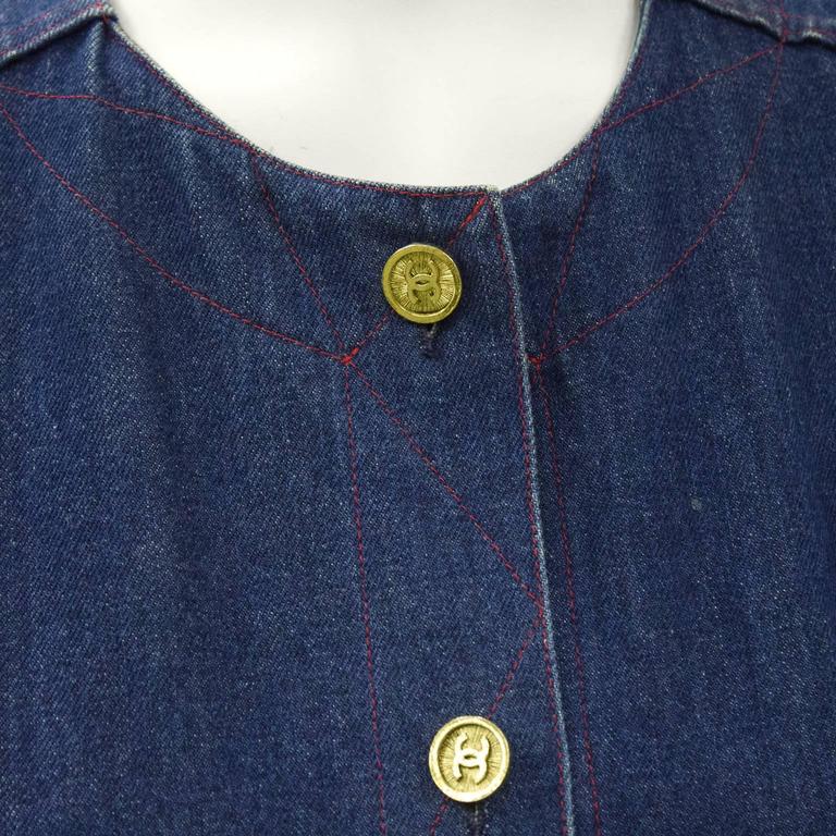 1980's Chanel Collarless Denim Jacket