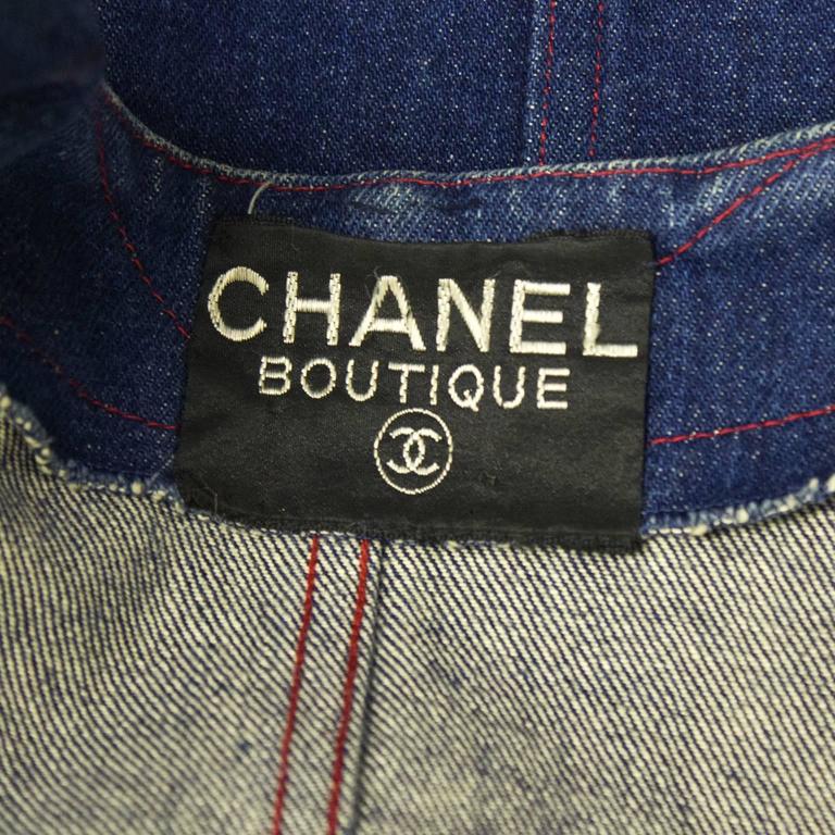 1980's Chanel Collarless Denim Jacket