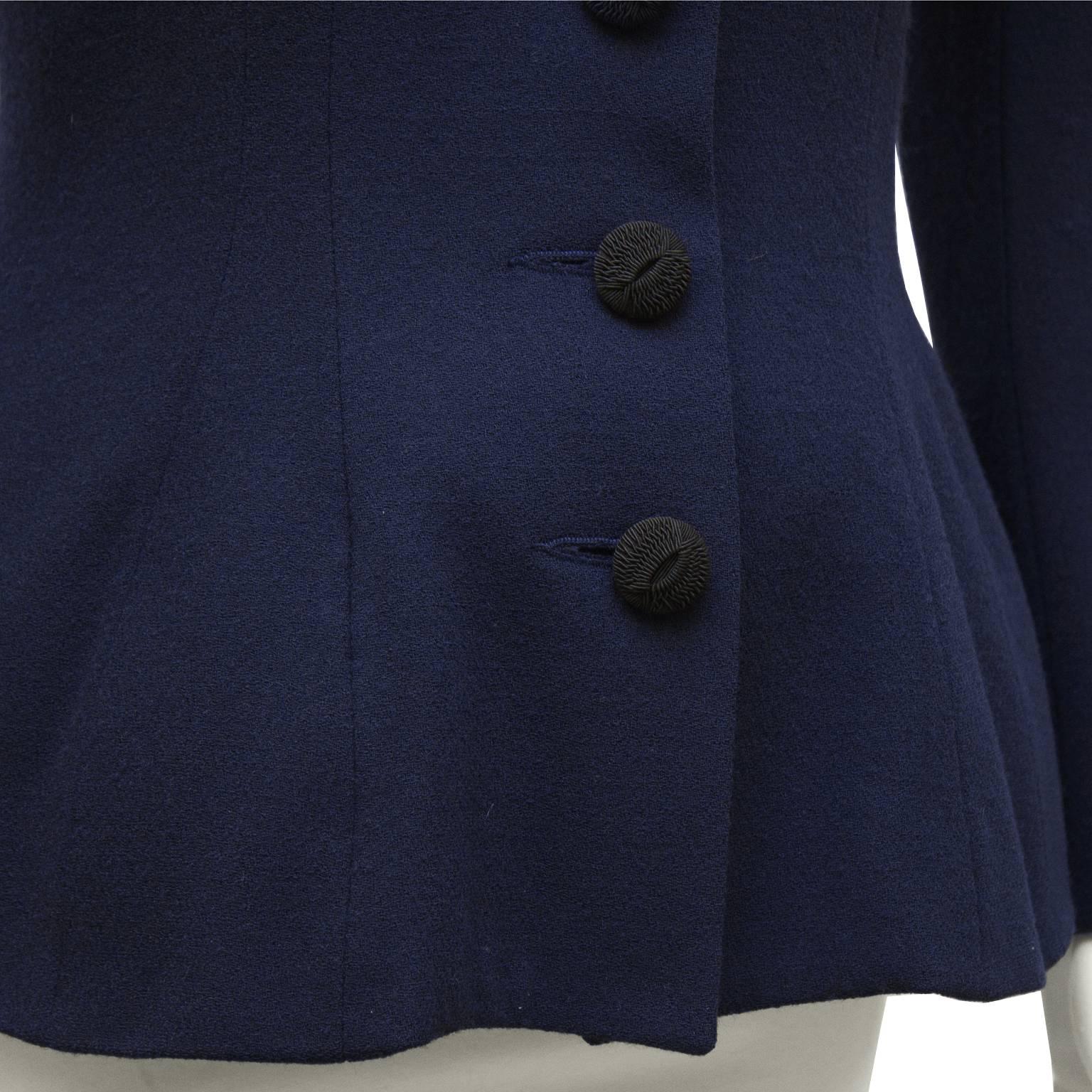 Women's 1990's John Galliano Navy Wool Fitted Blazer