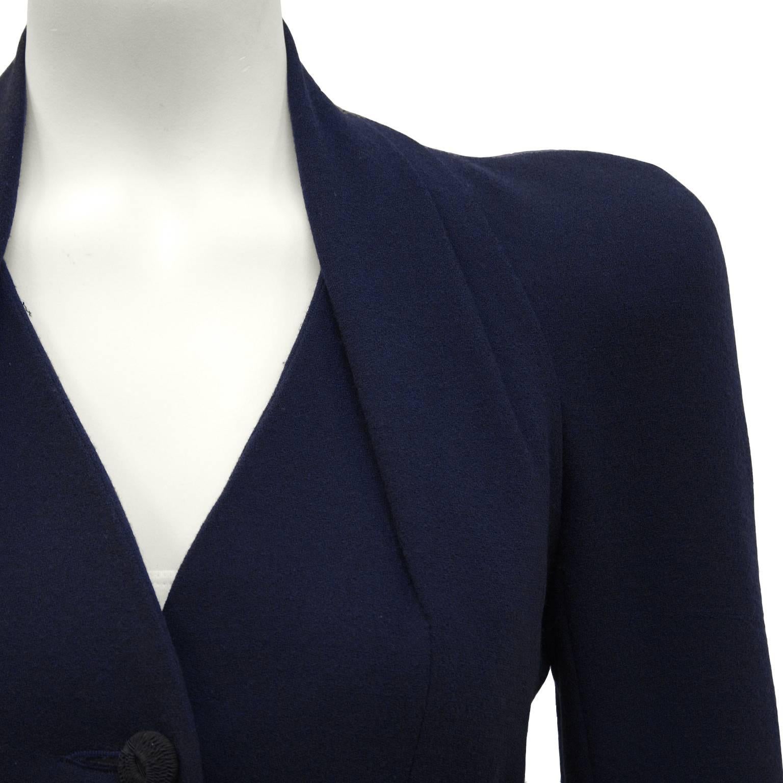 1990's John Galliano Navy Wool Fitted Blazer In Excellent Condition In Toronto, Ontario