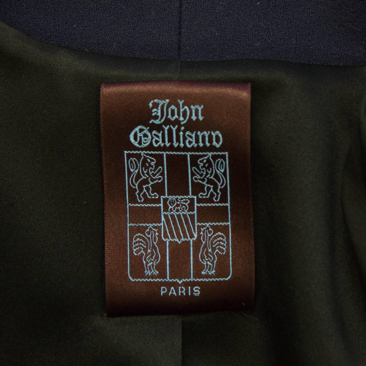 1990's John Galliano Navy Wool Fitted Blazer 1