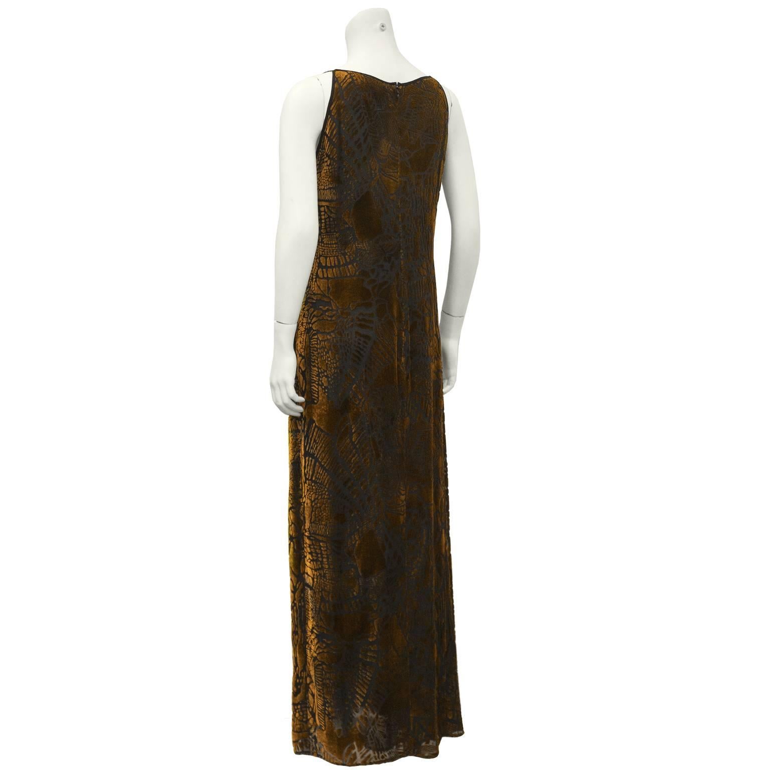 1980's Christian LaCroix Devoré Bronze Sleeveless Dress & Shawl In Excellent Condition In Toronto, Ontario
