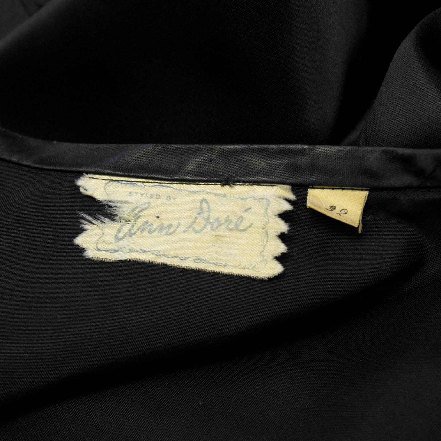 1940's Anonymous Black Satin Blouse With Beaded Flower 1