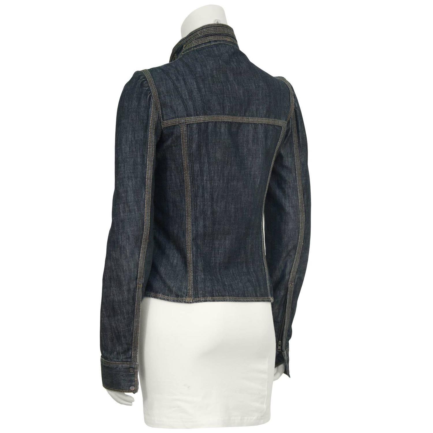 2002 Tom Ford Era Gucci Fitted Jean Jacket For Sale at 1stdibs