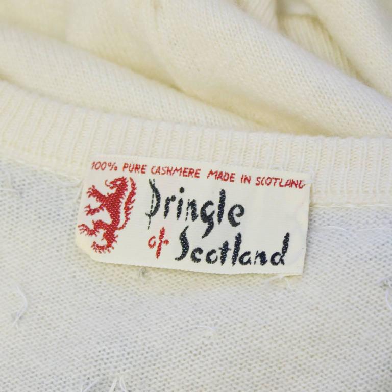 1950's Pringle of Scotland Cream Cardigan with Blue Flowers at 1stDibs