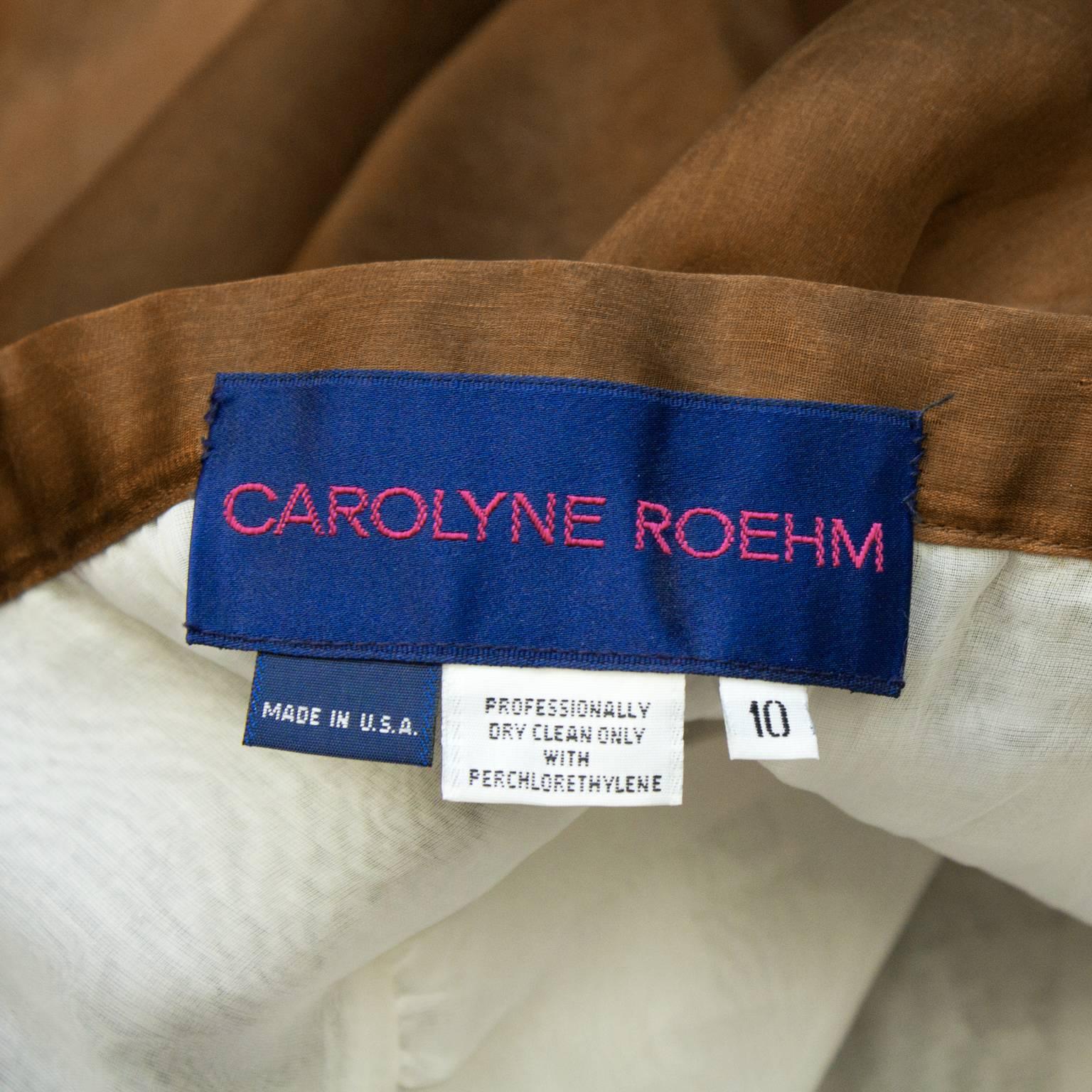 1980's Carolyne Roehm Silk Gazar Blouse and Brown Layered Skirt 3