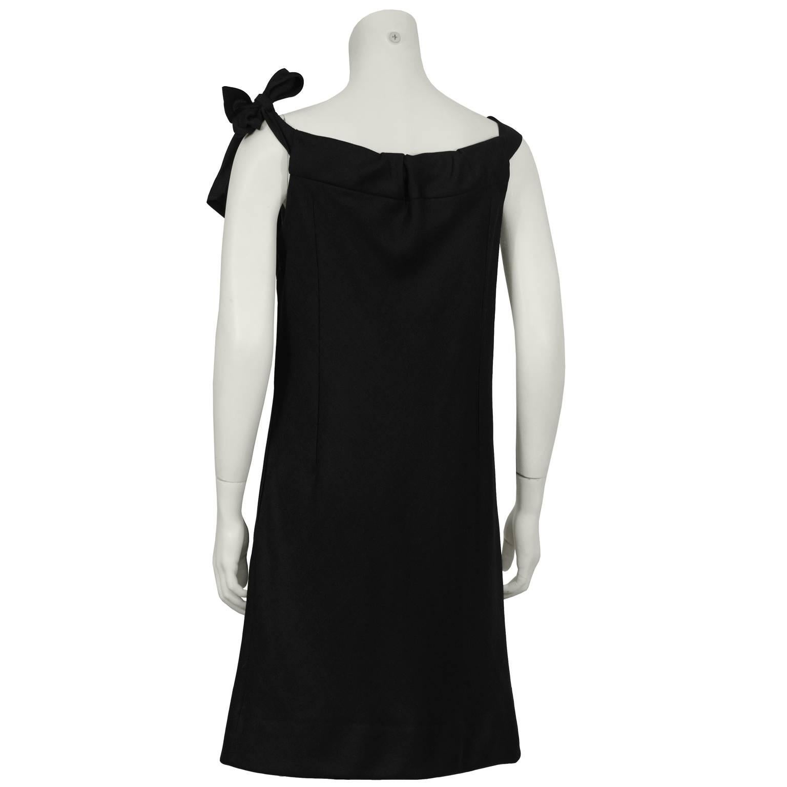 Gray 1960's Holt Renfrew Black Linen Dress