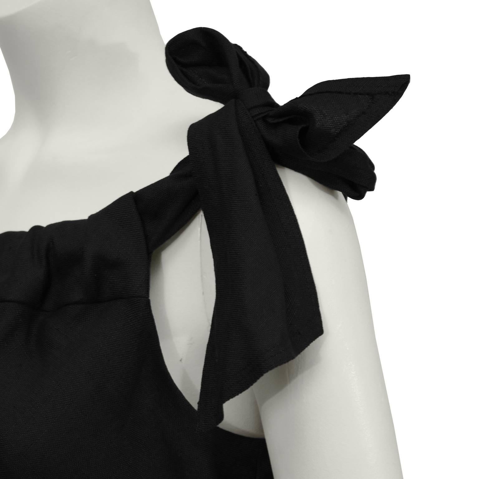 1960's Holt Renfrew Black Linen Dress In Excellent Condition In Toronto, Ontario