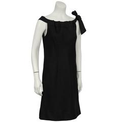 1960's Holt Renfrew Black Linen Dress