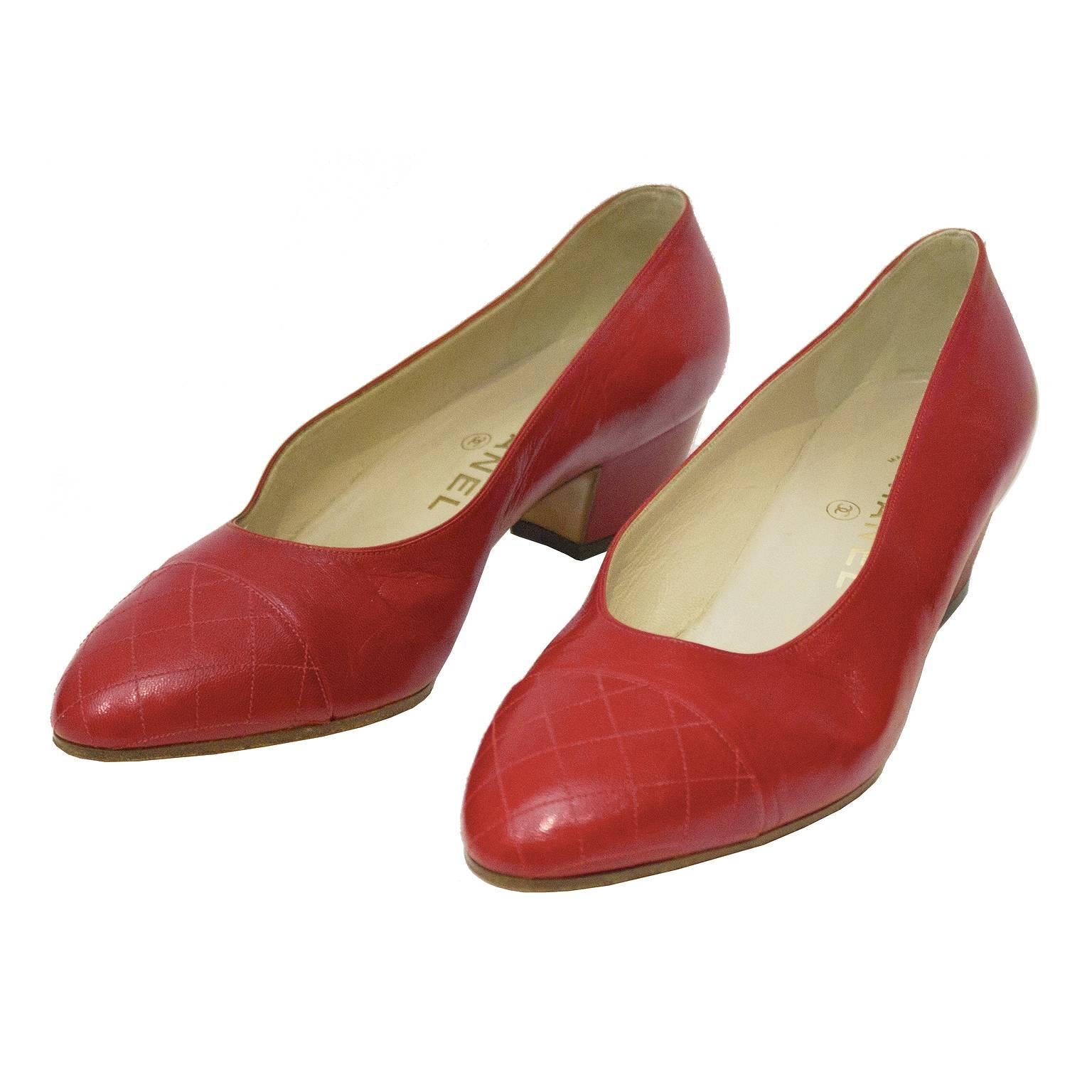 1980's Chanel Red Lady Pumps