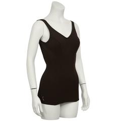 1960's Jantzen Brown One-Piece Polyester Bathingsuit