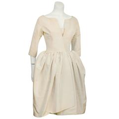 Early 1950's Dior Beige Silk Robe du Soir