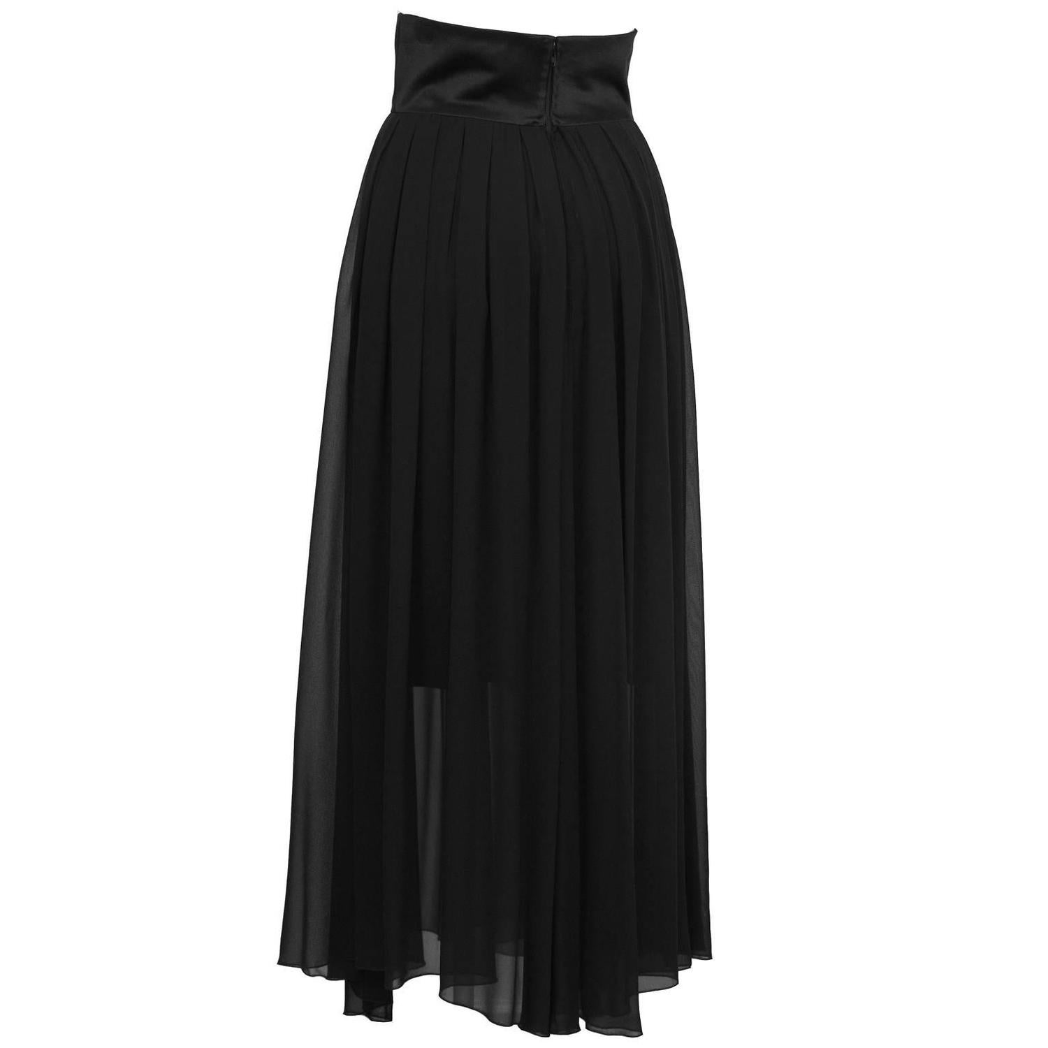 1980’s Chanel Black Chiffon Skirt For Sale at 1stdibs
