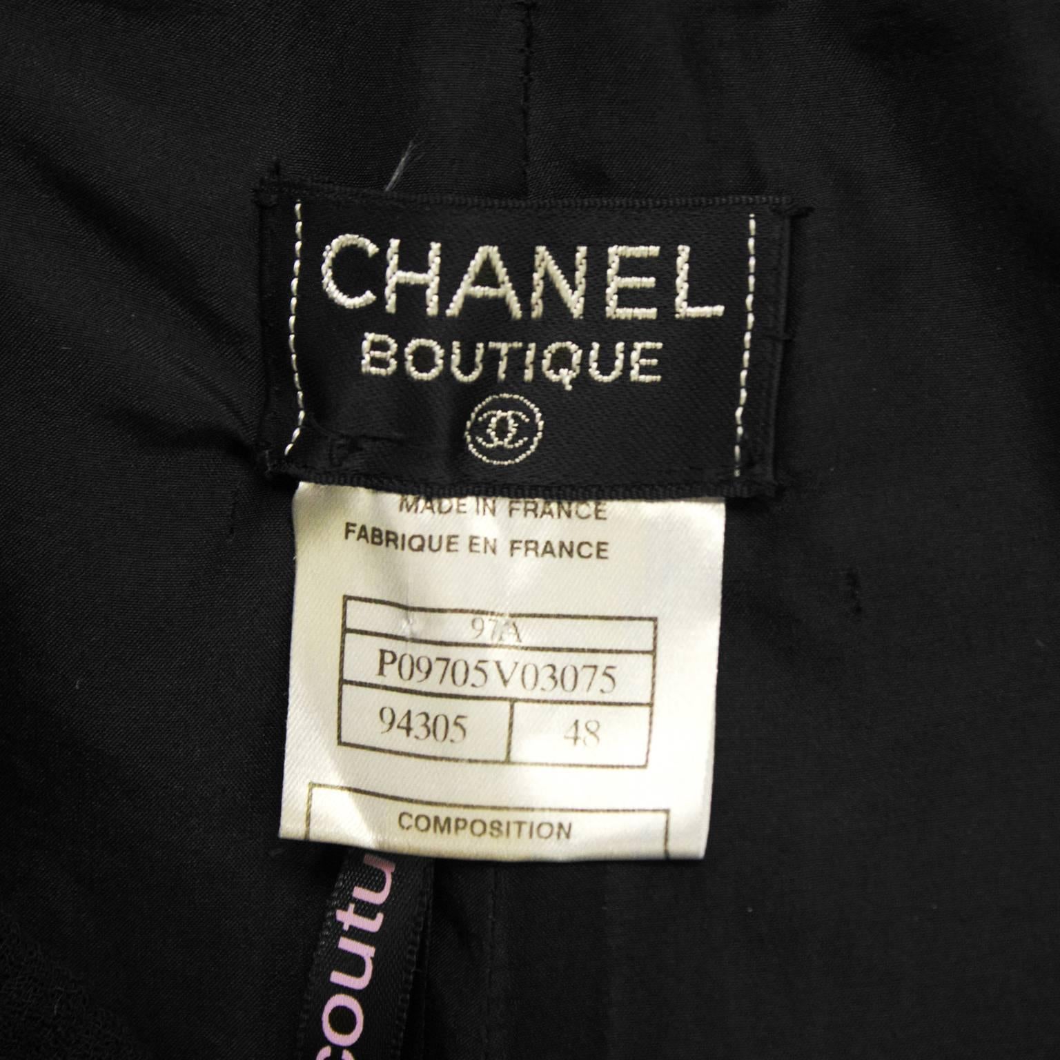 Gray 1997 Fall Chanel Black Wool/Crepe Sailor-Front Pant