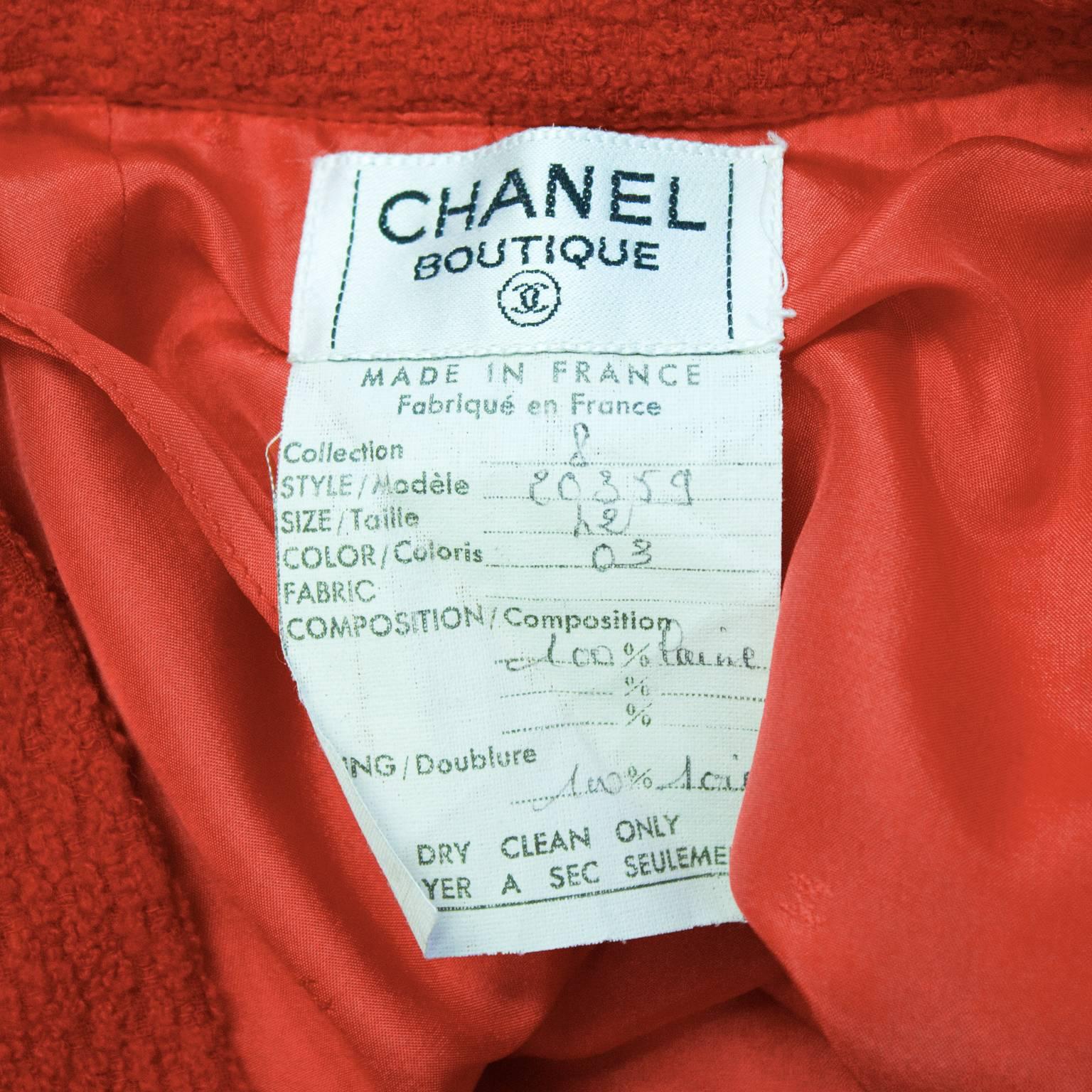 1980’s Chanel Red Double-Breasted Boucle Skirt Suit 1