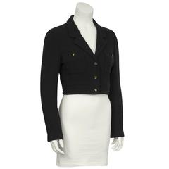 1980’s Chanel Cropped /Bolero Jacket with Black & Gold CC Buttons