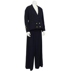 1980's Chanel Wool Navy Pantsuit